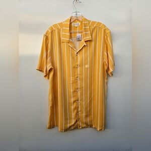 PacSun Men's Casual Yellow and White Striped Shirt